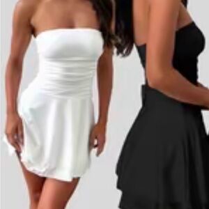Elegant Strapless Black and White Dress